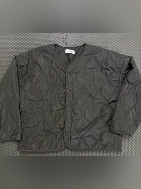 Ryoko Rain Quilted Liner Bomber Jacket Coat Embroidered Button Down Medium